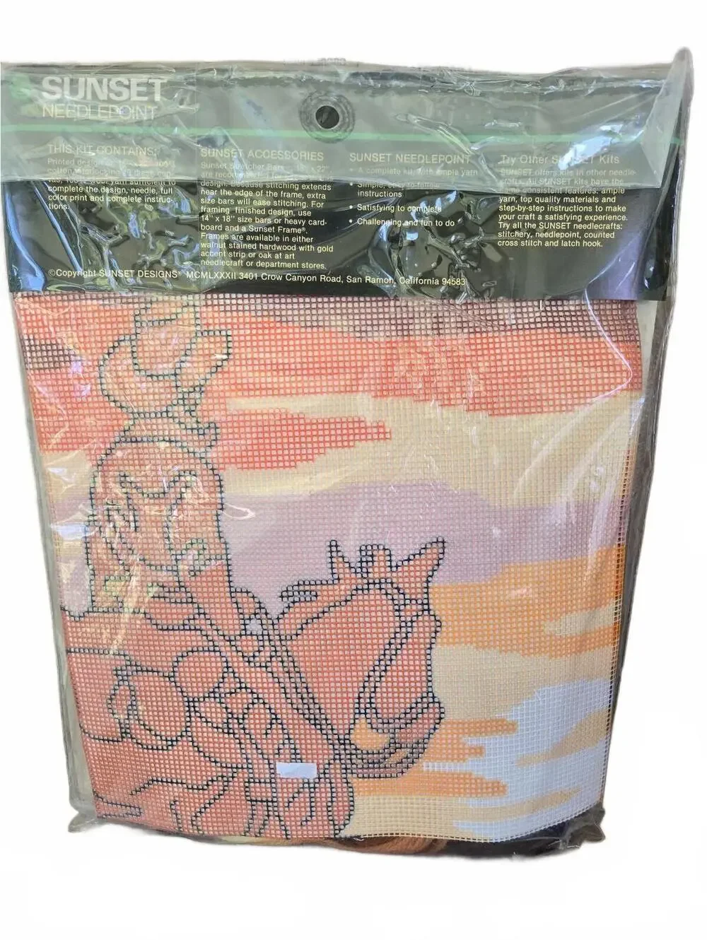 Sunset Needlepoint Kit Cowboy Silhouette Longstitch Designed by Dan Trotter